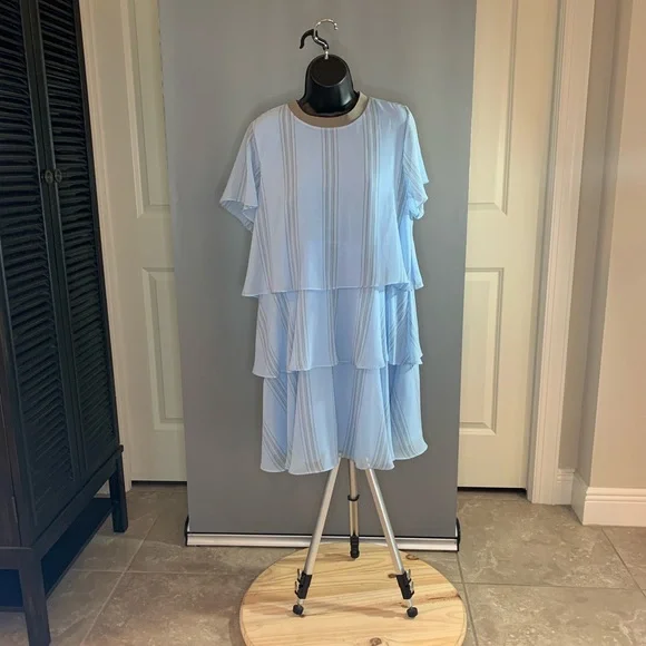 Armani Exchange | Dresses | Short Sleeve Tiered Light Blue Dress | Poshmark
